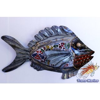 Fisch aus Metall mit Mosaik ca. 28x16cm rundlich
